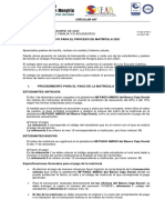 Circular 047 Instructivo para El Proceso de Matr Cula 2021