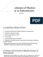 Lecture 1 Establishment of Muslim Society in Subcontinent