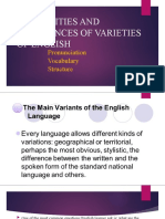 Similarities and Differences of Varieties of English