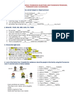 Subject and Object Pronous, Possessive Adjectives and Possessive Pronouns, Posessive Case ( S) Exercises