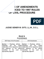 Matrix of Amendments To 1997 Rules of Civil Procedure