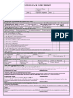 Confined Space Entry Permit 