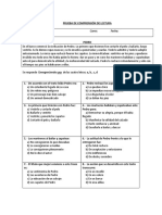 Prueba de Comprensión de Lectura 6°