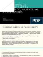 D) Descripción de Elementos para La Dirección de Los Servicios de Enfermería