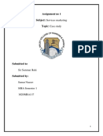 Assignment No 1 Subject: Services Marketing Topic: Case Study