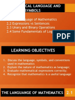 UNIT 2 Mathematical Language and Symbols