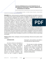 Estilos y Estrategias de Aprendizaje de Los Estudiantes de Las Facultades