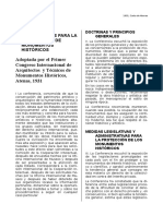 1931 - Carta de Atenas para La Restauración de Monumentos Históricos