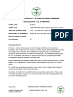 NCM 107 Learning Packet On Related Learning Experience Rle Focus Unit: Care of Newborn