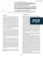 Analysis of Credit Card Fraud Detection Using Machine Learning Models On Balanced and Imbalanced Datasets