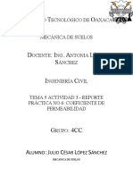 Tema 5. Actividad 3. - Práctica No.6 Coeficiente de Permeabilidad