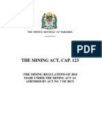 Tanzanian Mining Act CAP123 Mining Regulations 2018