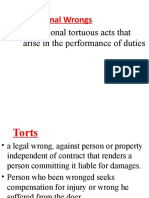 Intentional Wrongs: - Intentional Tortuous Acts That Arise in The Performance of Duties