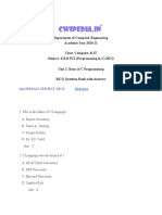 Department of Computer Engineering Academic Year 2020-21 Class: Computer & IT Subject: 22226 PCI (Programming in C) MCQ Unit 2: Basic of C Programming MCQ Question Bank With Answers