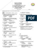 Junior High School Department: Grade 7 Mapeh 2 Summative Test