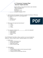 Class C Wastewater Treatment Plant Operator Sample Questions