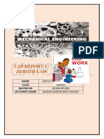 Lab Report 1: Zeroth Law: Name Class Matrix No Lecturer'S Name