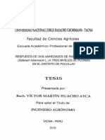 Respuesta de Dos Variedades de Papa Mejorada. Tesis