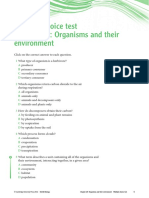 Multiple-Choice Test Chapter 20: Organisms and Their Environment