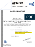 Certificate of Conformity GWO Slinger Signaller (SLS) : Total Health Safety Environment, S.L. (Total Hse)