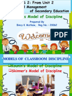 SCS 2: From Unit 2 - Kounin's Model of Discipline