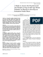 A Comparative Study To Assess The Psychosocial Problems of Elderly People Living in Old Age Home and Selected Families at Hassan To Develop An Information Guide Sheet