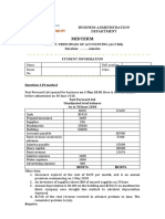 Midterm: Hoa Lac Subject: Principles of Accounting (Acc101) Duration: .. Minutes Student Information