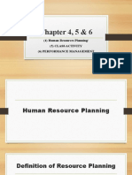 Chapter 4, 5 & 6: (4) Human Resources Planning/ (5) Class Activity (6) Performance Management