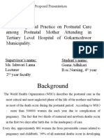 Knowledge and Practice On Postnatal Care Among Postnatal Mother Attending in Tertiary Level Hospital of Gokarneshwor Municipality