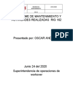 Informe de Mantenimiento y Actividades Realizadas Rig 162