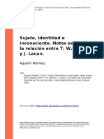 Agustin Mendez (2015) - Sujeto, Identidad e Inconsciente. Notas Acerca de La Relacion Entre T. W. Adorno y J. Lacan