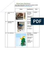Kissan Dairy Machinery: SL No Name Photo Specificatons Price