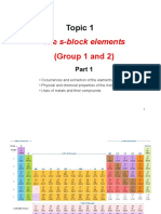 Topic 1 The S Block Elements Group 1 2 Part 1