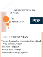 An Introduction To Syntax: by Anmol Arzoo