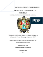 2017 - Saccatoma - Estimación de La Erosión Hídrica y El Manejo de Aguas en La Cuenca de Yucaes - Huamanga - Ayacucho