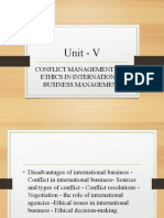 Unit - V: Conflict Management and Ethics in International Business Management