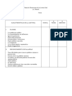 Pauta de Observación de La Lectura Oral