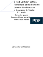 Cours de Géographie de L'habitat 2 Année Semestre Quatre Responsable de La Matière: Mme: Tebbi Hafida