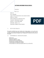 Estructura Informe Psicológico y Plan de Tratamiento Del Caso Clinico