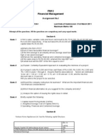 FM12 Financial Management: Assignment No.I