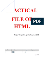 Practical File of HTML: Subject-Computer Application (Code-165)