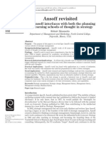 Ansoff Revisited: How Ansoff Interfaces With Both The Planning and Learning Schools of Thought in Strategy