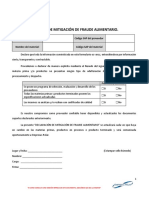 Carta de Declaración de Proveedores. Fraude Alimentario