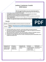 5 Questions, 5 Sentences, 5 Words GCSE Science: Instructions