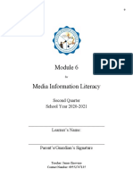 Media Information Literacy: Second Quarter School Year 2020-2021