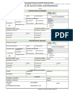 Hoja de Datos para Matrimonios: Contrayente (Hombre)