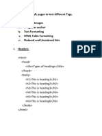 Creating HTML Pages To Test Different Tags. I. Headers Ii. Linking Images Iii. Images As Anchor Iv. Text Formatting v. HTML Table Formatting