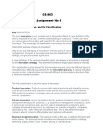 CS-803 Assignment No-1: Q. Explain Innovation and Its Classification