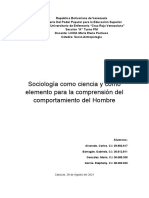 Sociología Como Ciencia y Como Elemento para La Compresión Del Comportamiento Del Hombre