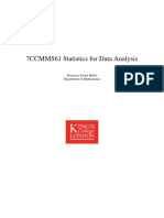 7CCMMS61 Statistics For Data Analysis: Francisco Javier Rubio Department of Mathematics